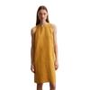 Midikleid MARC O'POLO "in A-Linie geschnitten", Damen, Gr. 34, Normalgrößen, gelb (golden gelb), Obermaterial: 100% Leinen; Futter: 100% Baumwolle, unifarben, figurbetont kurz, ohne Ärmel, Kleider