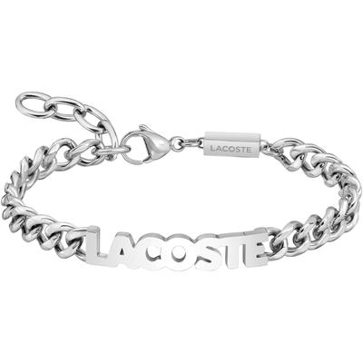 Panzerarmband LACOSTE "SCRIPT, 2040476, 2040477, 2040478", silber (edelstahlfarben), Armbänder, Herren, Edelstahl, teilweise mit Emaille Image