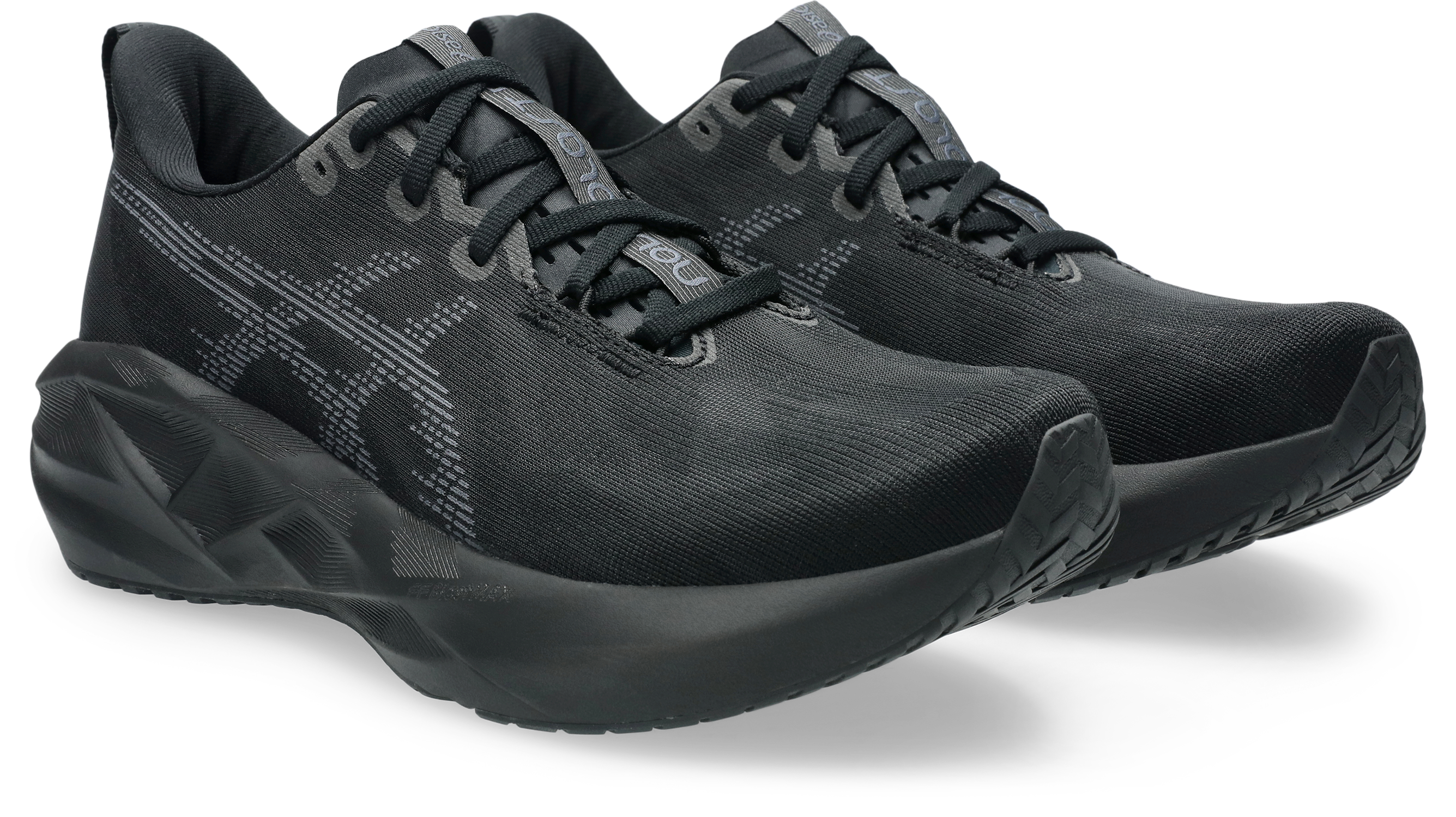 Laufschuh ASICS "NOVABLAST 5", Damen, Gr. 44, schwarz, carrier grau, Textil, Schuhe Laufschuh, mit Engineered Jacquard Mesh-Obermaterial, mit FF BLAST MAX Foam