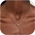 Collana in oro per donna Collana con fiocco Collana placcata in oro argento Collana con ciondolo a fiocco carino Collane a catena girocollo per regalo di gioielli da donna
