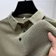 2025 Camicia POLO da uomo d'affari casual a maniche corte con fiore in osso tinta unita Moda traspirante Comodo top estivo versatile