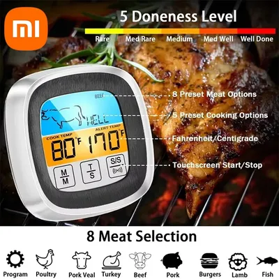 Xiaomi New Digital Kitchen Thermometer Probe Meat Barbecue Food Touch Screen Measure Tool Steak BBQ
