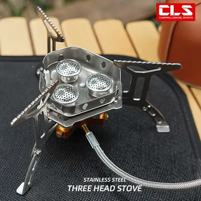 New Arrival Outdoor Portable Three Head Stove Camping Windproof Stove Camping Picnic Burner Outdoor