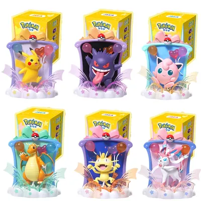 Pokemon Pikachu Gengar Sylveon Jigglypuff Sylveo Anime Figure Happy Party Photo Frame Model Ornaments Toys Children Gifts