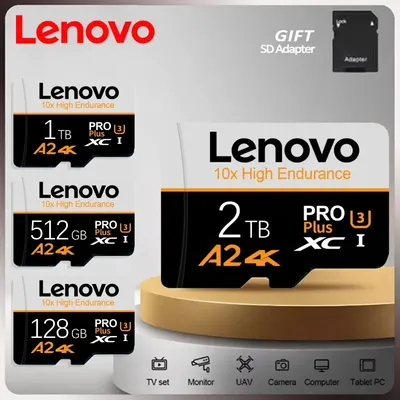 Lenovo Class10 Memory Card 128GB 512GB Smart SD Black High Speed SD Memory Card 1/2TB Real Capacity