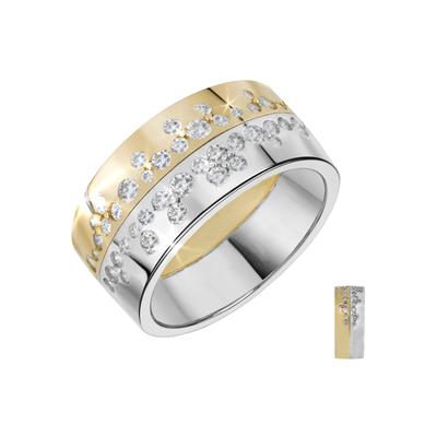 Fingerring FIRETTI "Schmuck Geschenk Silber 925 Silberring Bicolor" Gr. 60, gelb (gelbgoldfarben, silberfarben, kristallweiß, kristallweiß), Fingerringe, Damen, 60, Silber 925 (Sterlingsilber), 8,6mm, Made in Germany - mit Zirkonia (synth.) Image