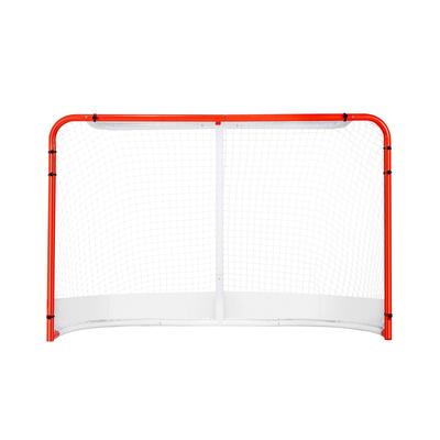 White Street Hockey Net with Orange Steel Frame Perfect for Indoor and Outdoor
