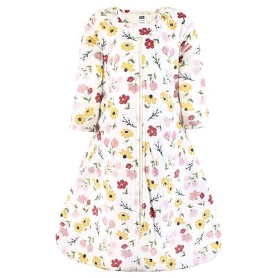 Hudson Baby Infant Girl Long Sleeve Plush Faux Fur Sleeping Bag, Wearable Blanket, Soft Painted Floral