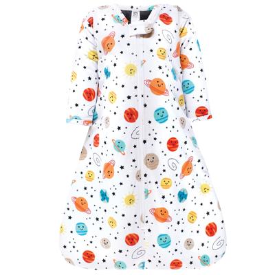 Hudson Baby Boys Long Sleeve Plush Faux Fur Sleeping Bag, Wearable Blanket, Happy Planets