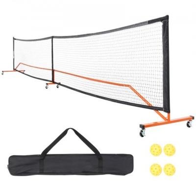 Red Steel and Fiberglass Volleyball Net, 14ft Wide, Adjustable Height, Portable and Weather-Resistant