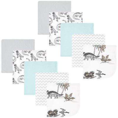 Hudson Baby Flannel Cotton Washcloths, Neutral Dino World 10-Pack, One Size - Neutral Dino World 10-Pack - One Size