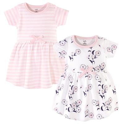 Touched by Nature Baby and Baby Girl Organic Cotton Short-Sleeve Dresses 2pk, Wild Flowers