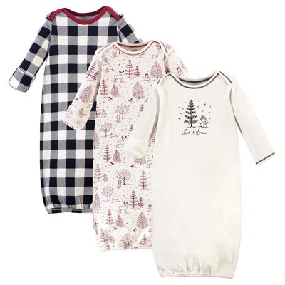 Touched by Nature Baby Organic Cotton Long-Sleeve Gowns 3pk, Winter Woodland