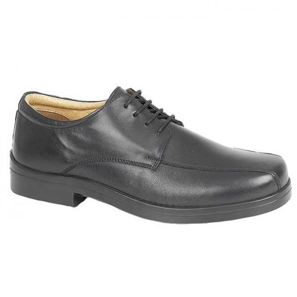 Roamers Milton Mens Leather Tramline Gibson Shoes Black - Size UK 9 | Roamers Sale | Discount Designer Brands