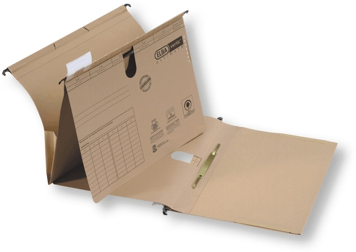 ELBA Hängehefter vertic Ultimate mit Tasche A4 Karton 240 g/qm A4 naturbraun Packung mit 25 Stück Image