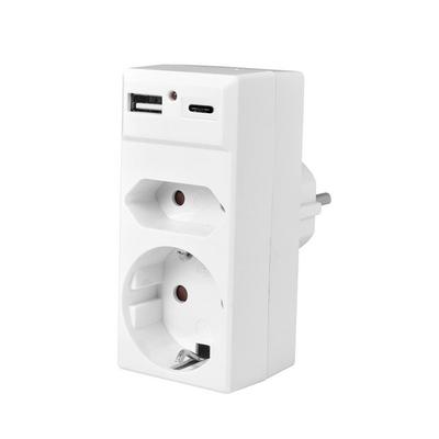 Steckdosenadapter Schuko/Euro mit USB-A & USB-C HEITECH Image