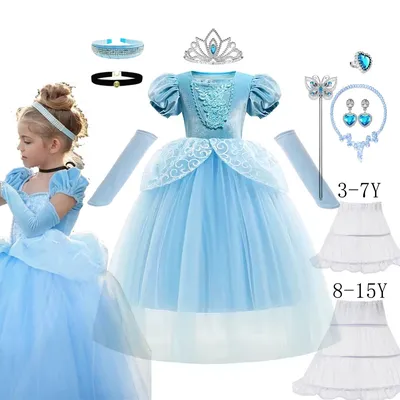 Aschenputtel-Kostüm für Mädchen, ausgefallene Geburtstagsfeier, Aschenputtel-Ballkleid mit Image