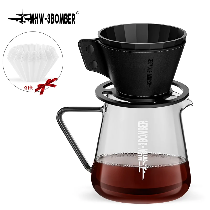 MHW-3BOMBER Pour Over Kaffeemaschine Set 500 ml Glas Pour Over Kaffee Tropffilter Filter Kaffeemaschine Filterpapier Kaffeezubehör Image