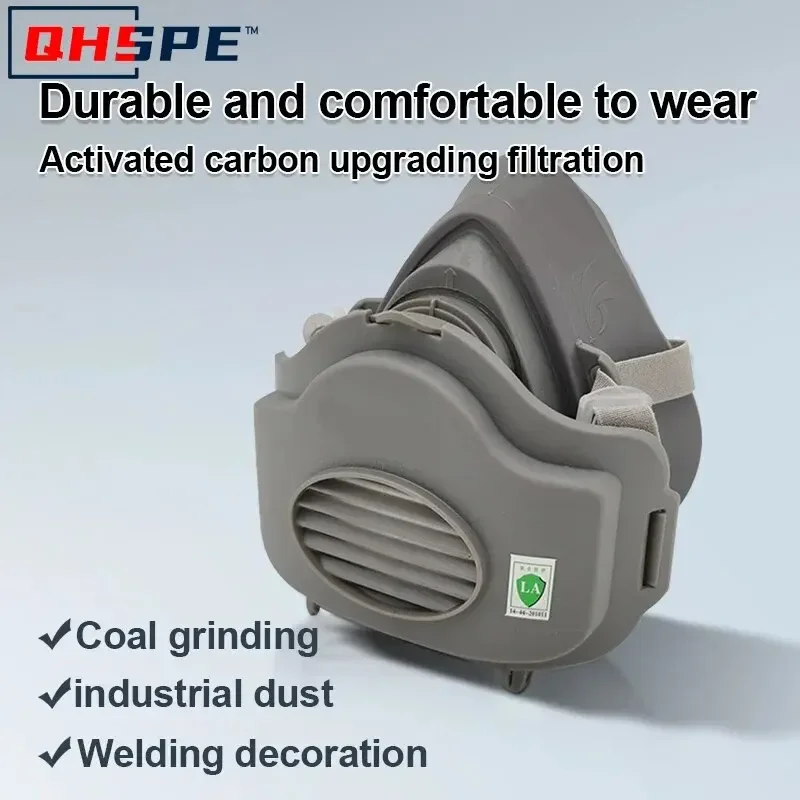 Halbe Gesichts-Staubmaske, Atemschutzmaske, staubdicht, Arbeitssicherheit, Gummimaske, Baumwollfilter für DIY House Clean Carpenter Builder Polieren Image