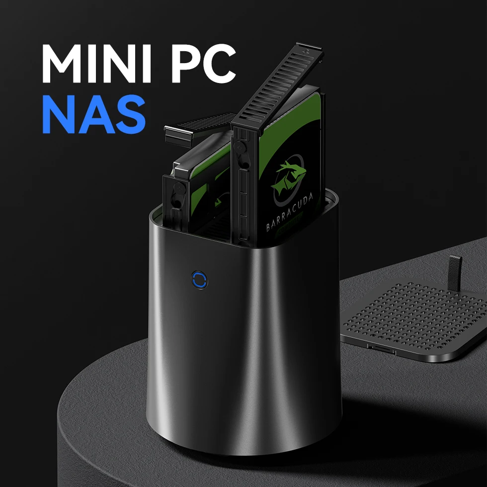 Mini pc ryzen 7 5825u 2x ddr4 2x m.2 nvme ssd 2x hdd 2,5 3,5 zoll raid wifi6 typ-c tf kartens teck platz nas windows 11 linux