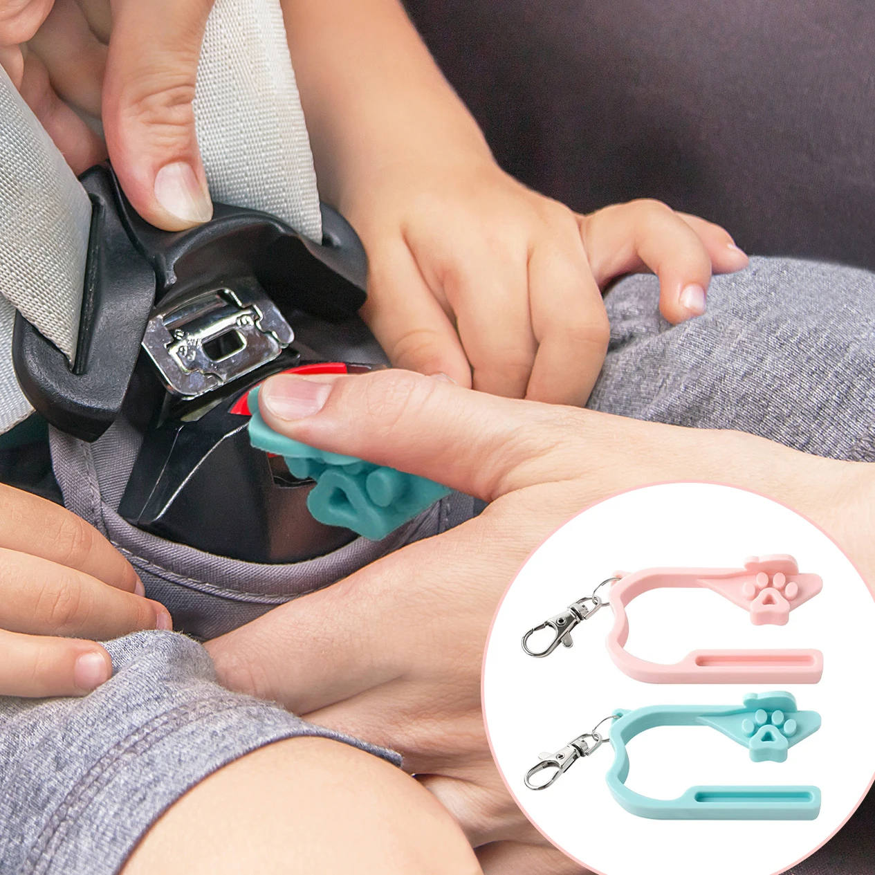 1PC & 2PC Kinderautositz Tragbares Entriegelungswerkzeug Schlüsselanhänger Sicherheitsgurt Entriegelungsgerät Image