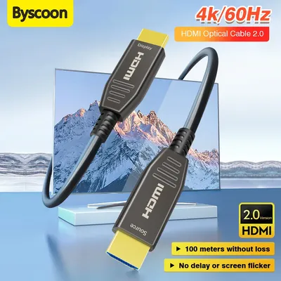 4K 60Hz HDMI Glasfaserkabel AOC 2.0 High Speed   18 Gbit/s unterstützt HDR ARC HDCP2.2 10/15/30/50 Image
