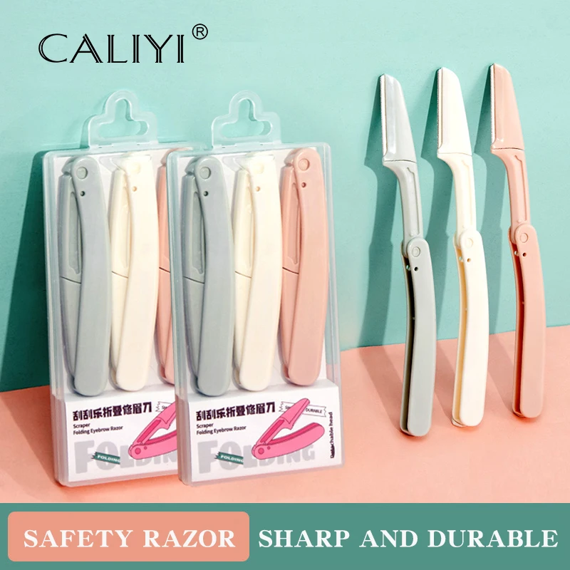 3PCS Safe Folding Damen Gesicht Rasierer Augenbraue Trimmer Klinge Anti-Scratch Rasierer Make-Up Werkzeuge Augenbraue Trimmer Gesicht rasierer für Frauen Image