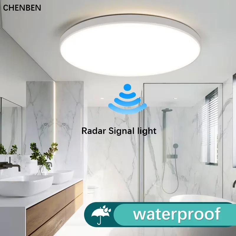 Große intelligente Sensor-Leuchten, LED-Deckenleuchte mit Bewegungsmelder, Haushaltsleuchte, wasserdichte Badezimmerlampe, Radarsensor, LED-Glanz