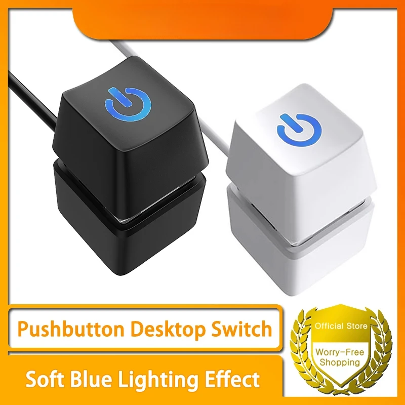 Computer-Desktop-Schalter, 1,8 m, blaue LED, Motherboard, externe Ein-/Aus-Taste, Verlängerungskabel für den Heimgebrauch im Büro Image