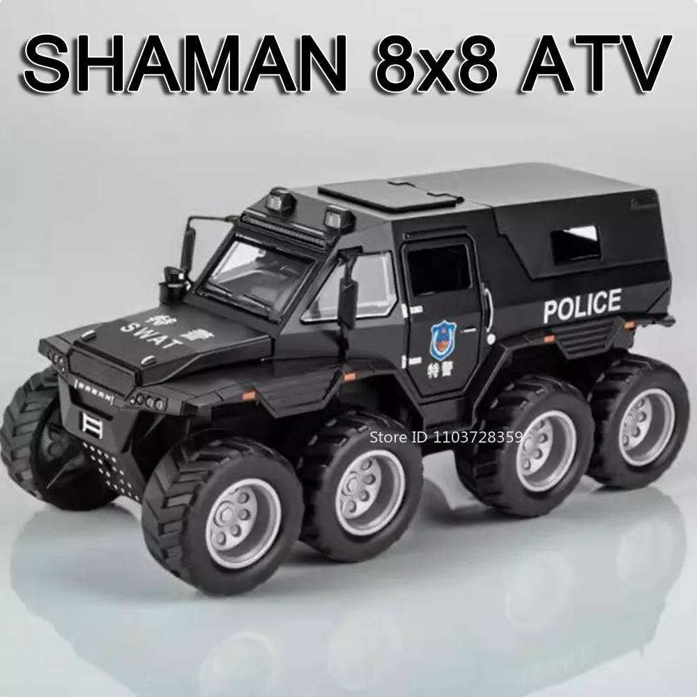 1:32 Russische Avtoros Schamane 8x8 ATV Modell Spielzeugautos Legierung Diecast Defender Van Sound Licht Zurückziehen Geländewagen Kinder Geschenke Image