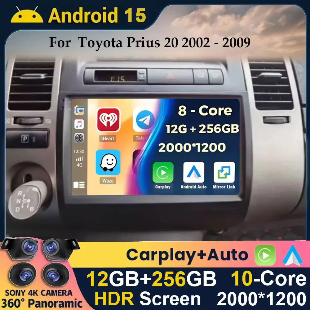 Android 15 Auto Multimedia Radio Player Für Toyota Prius 20 2002 2003 2004 2005 2006 2007 2008 2009 GPS Stereo Carplay WIFI Auto Image