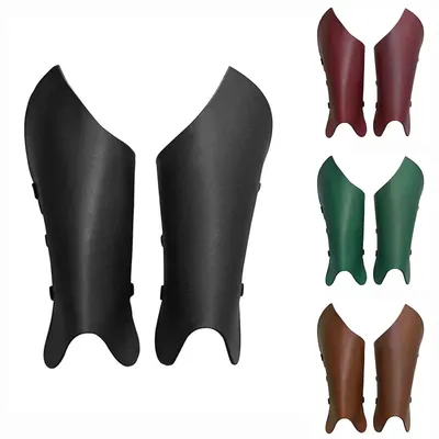 Mittelalterlicher Vintage PU-Leder Beinschutz Rüstung Gamaschen LARP Schuh Stiefel Abdeckung Image