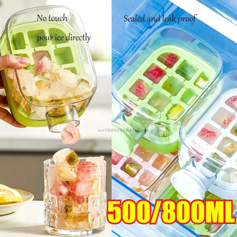 Eiswürfelbereiter mit großer Kapazität, Wasserflasche, Silikontablett mit Strohhalm für Saft, Getränke, Kühlung, stapelbares Design, langlebiger Kunststoff Image