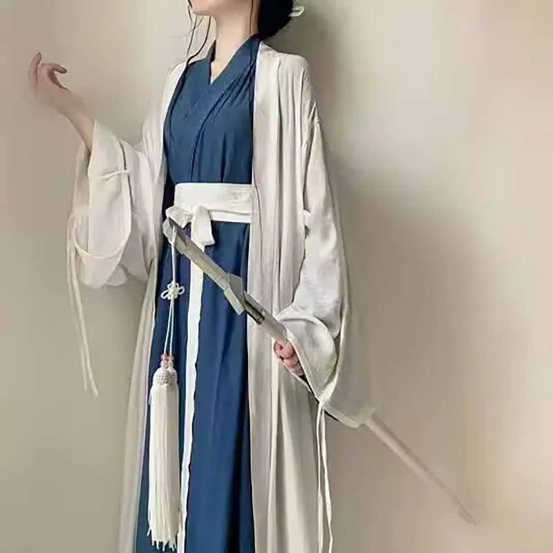 Plus Größe 4XL Hanfu Baumwolle & Leinen Kleid Frauen Chinesische Hanfu Sets Übergroßen Cosplay Kostüm Vintage Grün & Blau Hanfu party Kleid