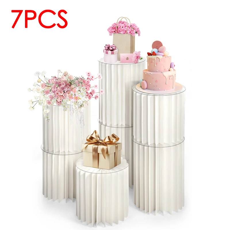 Faltpapier Zylindrischer Tortenständer für Bankett Geburtstagsfeier Dessert Kuchen Display Halter Hochzeit Hintergrund Requisiten Ramadan Dekor Image