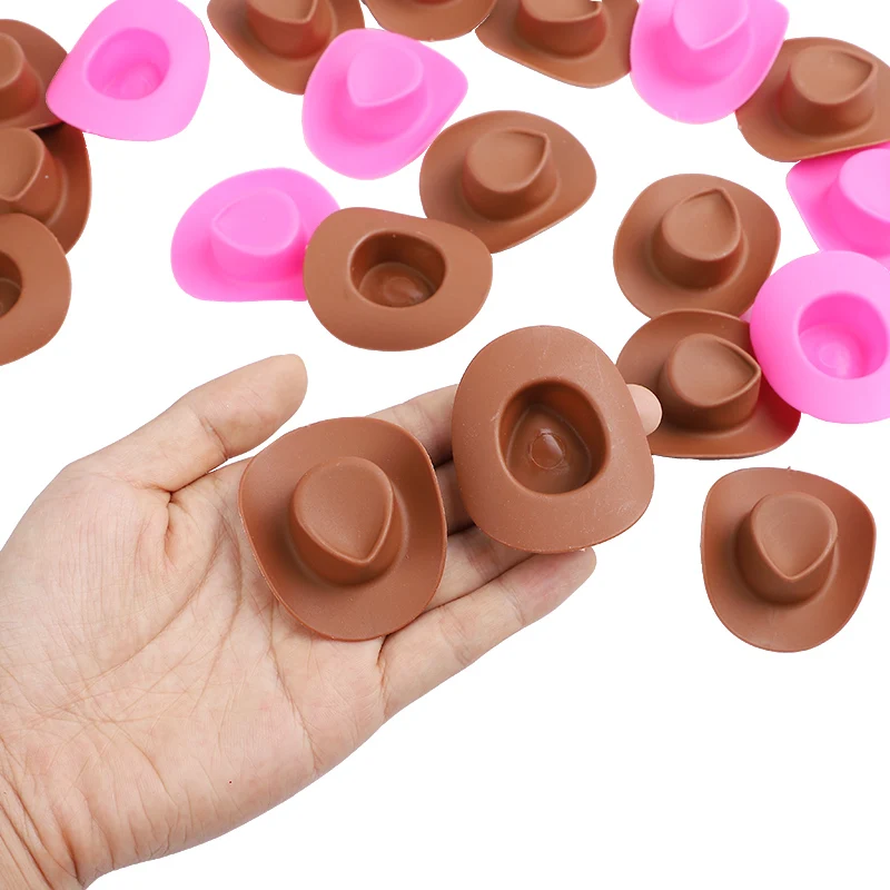 10/20 Stück Mini Western Cowboyhut Cowgirl Hut Puppenhüte, süße Puppenhüte aus Kunststoff, Kuchenweinflasche Dekoration Zubehör für Party Image