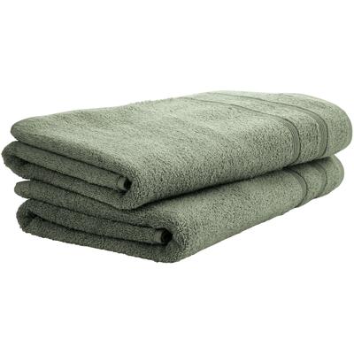 Duschtuch UNCOVER BY SCHIESSER "Brooklyn mit dezenter Bordüre in Hoch-Tief-Optik", grün, B:70cm L:140cm, Frottier, Frottier, Handtücher (Packung), Made in Green Image