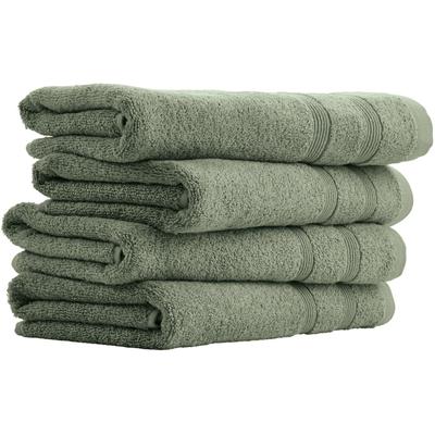 Handtuch UNCOVER BY SCHIESSER "Brooklyn mit dezenter Bordüre in Hoch-Tief-Optik", grün, B:50cm L:100cm, Frottier, Frottier, Handtücher (Packung), Made in Green Image