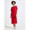 Midikleid STREET ONE, Damen, Gr. 40, EURO-Größen, rot (glory rot), Stoff, 95% Viskose, 5% Elasthan, unifarben, casual, normal wadenlang, Rundhals, Kurzarm Bündchen, Kleider, mit Rundhalsausschnitt
