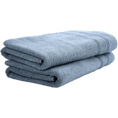Duschtuch UNCOVER BY SCHIESSER "Brooklyn mit dezenter Bordüre in Hoch-Tief-Optik", blau (hellblau), B:70cm L:140cm, Frottier, Frottier, Handtücher (Packung), Made in Green Image