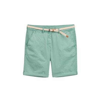 TOM TAILOR Damen Chino Bermuda Shorts mit Gürtel, grün, Uni, Gr. 38 Image