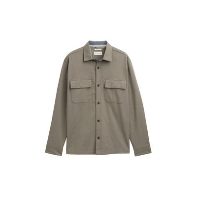 TOM TAILOR Herren Overshirt Hemd mit Brusttaschen, grün, Uni, Gr. M Image