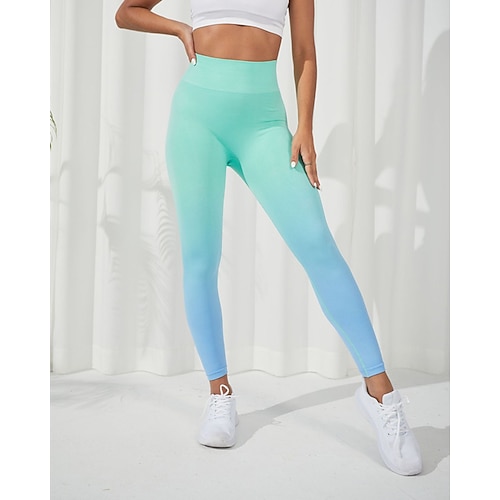 Per donna Pantaloni da yoga Leggings da yoga Fascia Elastica Sollevamento glutei Controllo addominale Pilates Allenamento in Palestra Allenamento Pantaloni Gradiente di Colore Rosa Viola Verde Autunno