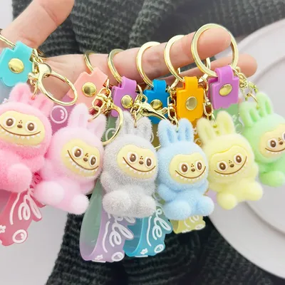 10pcs new Labubu Keychain Doll Kawaii Keyring Cute Cartoon Creative Mobile Phone Bag Pendant Charms