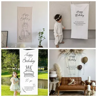 Children's General Birthday Party Banner Hanging Cloth Dormitory Outdoor Background Wall Decoration
