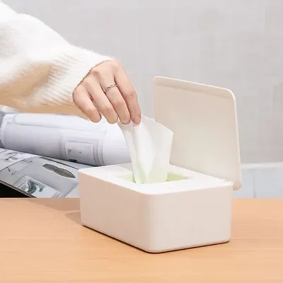 Dustproof Wet Tissue Box with Lid Baby Nappy Wet Tissue Storage Holder Dispenser for Home Car Office