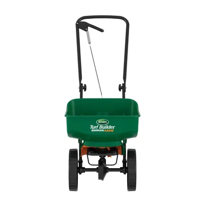 Turf Builder EdgeGuard Mini Broadcast Spreader for Grass Seed, Fertilizer, Salt, Ice Melt
