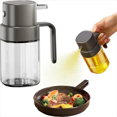 Oil Sprayer for Cooking,200ml/6.8oz Glass Olive Oil Spray Bottle, Spray with Portion Control,Oil
