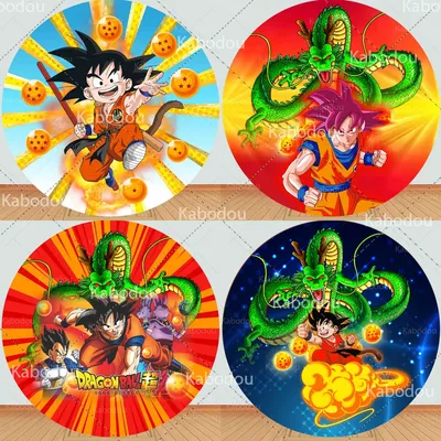 Dragon Ball Goku Round Backdrop Boys Birthday Party Decoration Baby Shower Photography Background