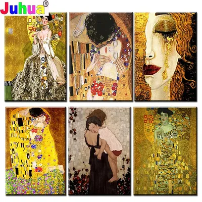 Love Kiss Diamond Painting Gustav Klimt Famous Abstract Portrait 5d Full Diamond Embroidery Mosaic